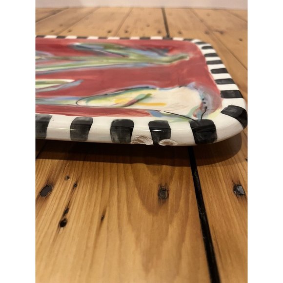 Two White Tulips SIGNED Victoria Heisler Flower Tray. Hand-painted Platter Dish. - Picture 6 of 10